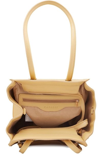 Caprese Georgia Women Handbag| Stylish Ladies Satchel Bag|medium| Lt. Yellow