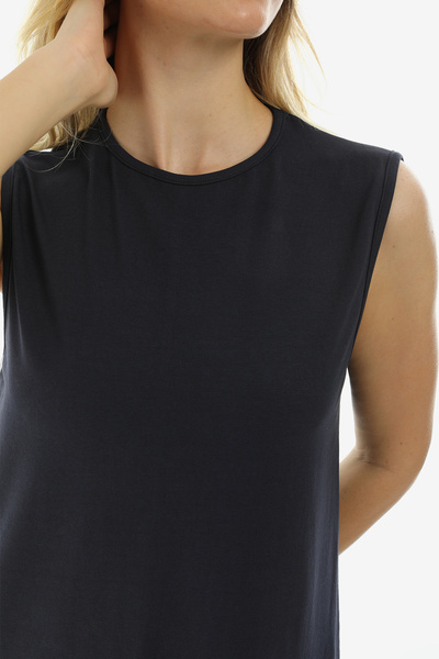 Almila Αμάνικο Basic Χτενισμένο Βαμβακερό Μίνι Φόρεμα 2028 - Χτενισμένο Βαμβακερό Τούνικ