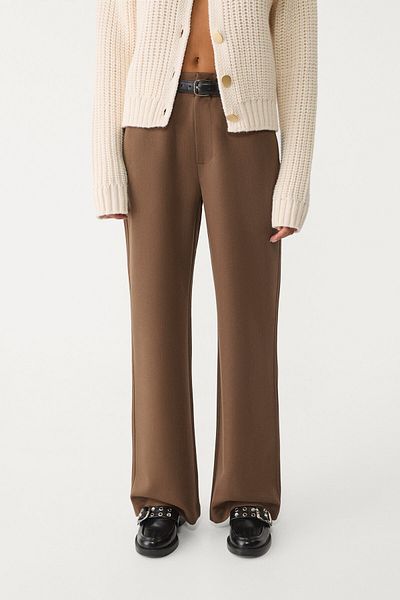 Stradivarius Flowing straight-leg smart trousers with belt