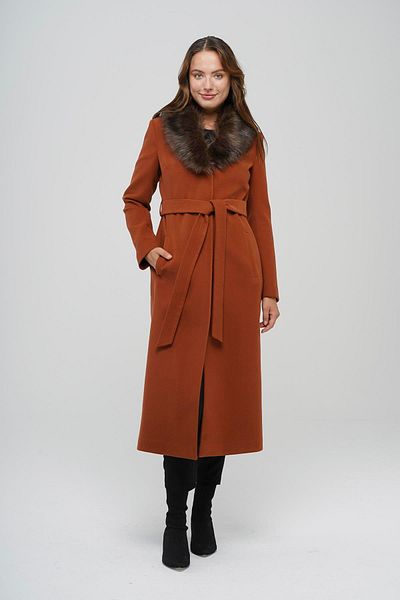 Concept. Fur Collar Tied Waist Mid-Length Coat Tile 3397