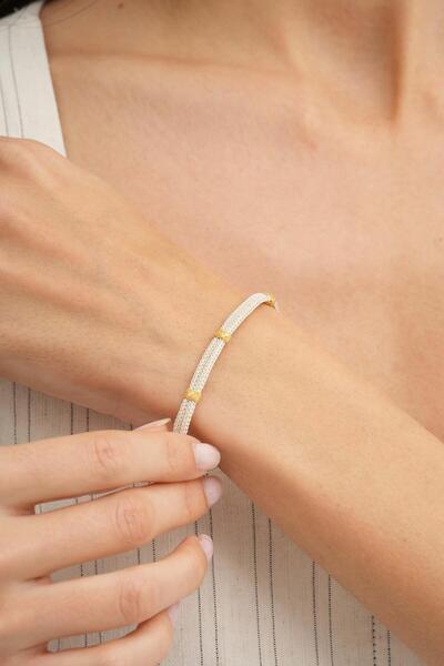 Sümer Telkari Kazaziye Işlemeli Tasarım Gümüş Bileklik 3238