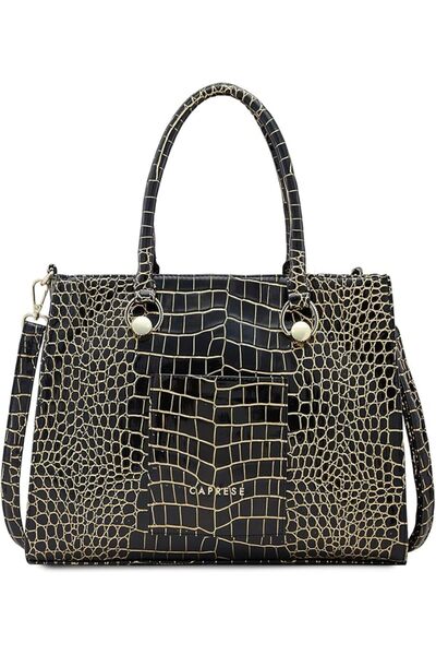 Caprese Miranda Women Handabag |luxury Leather Tote Bag For Women| Medium| Black