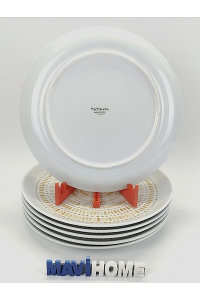 Kütahya Porselen 27 cm Patterned White Porcelain Plate - Serving Set of 6