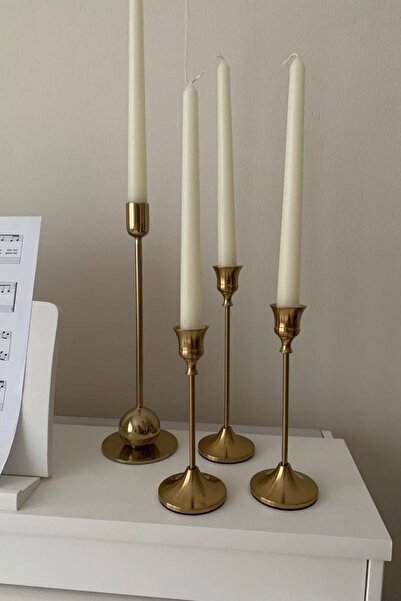 Kleos Atelier Şamdan Mumları - Zarif ve Sade Şıklık / 4 Parça Set