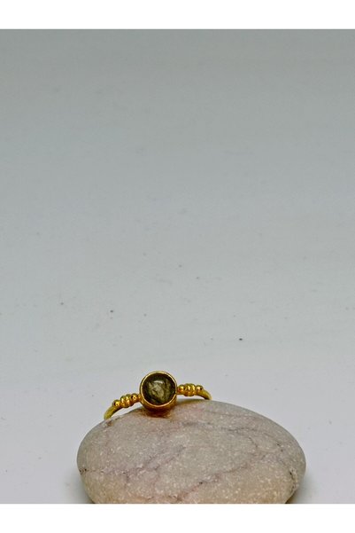mama india alaçatı Labradorite Natural Stone Handmade Adjustable Bronze Ring No 4