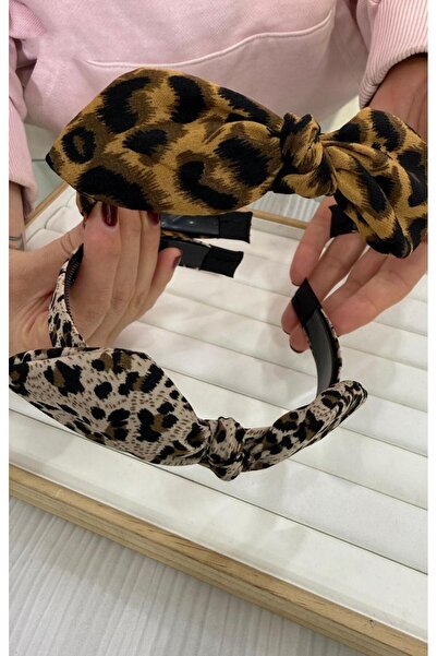 ella'nın çarşısı imprimeu leopard Coroană cu fundă. 1 bucată. Culoare crem