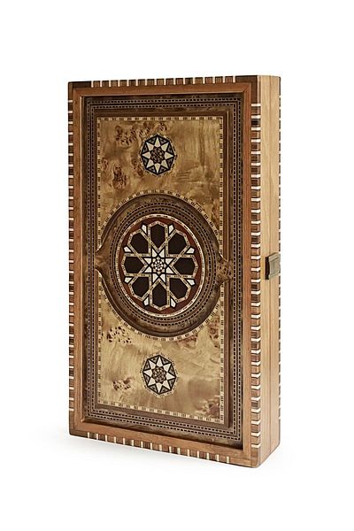 Helena Wood Art Mazel Genius Wood Backgammon and Carved Set