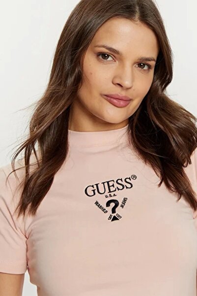 Guess Kadın Logolu Stretch Pembe Mini Elbise