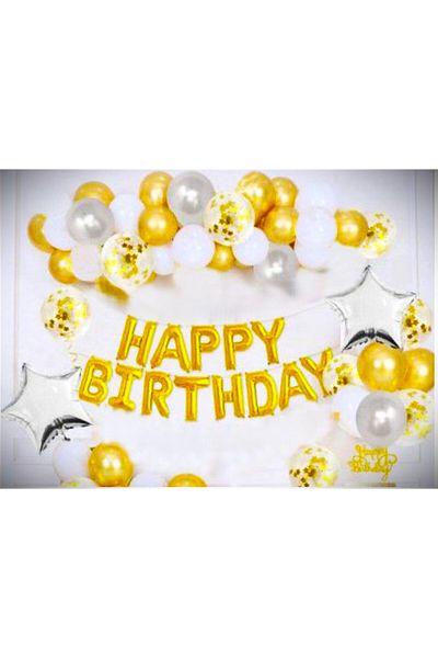 CANSIN Gold Happy Birthday Balloon Set