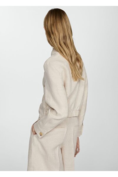 MANGO Woman %100 keten fermuarlı ceket