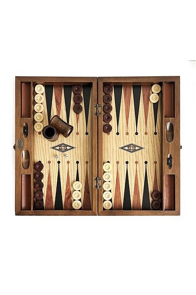 Helena Wood Art Solid Wood - Classic Backgammon, Ash and Chess with Checked Numerator