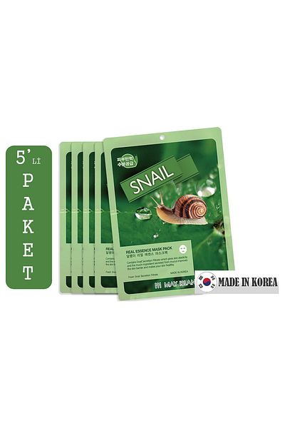 May Island 5-piece Korean Paper Face Mask - Snail Extract, Natural Brightness and HealthY Skin