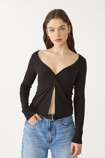 Stradivarius Knotted T-shirt with vent
