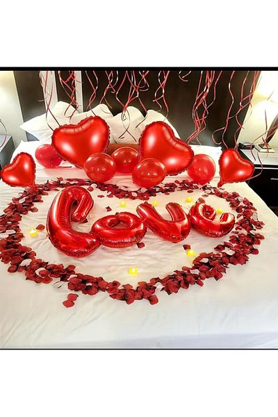 CUGY Love Text Concept Heart and Rose Detail Romantic Valentine's Day Party Set