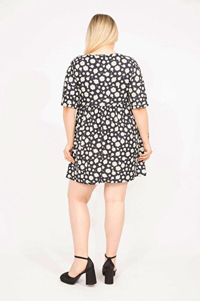 Şans Γυναικείο πολύχρωμο φόρεμα τουνίκ με μοτίβο Plus με ελαστική μέση μέρος 65n35814