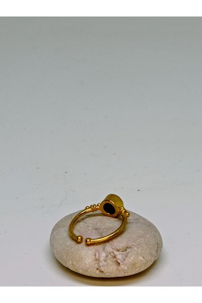mama india alaçatı Agate Natural Stone Handmade Adjustable Bronze Ring No 2