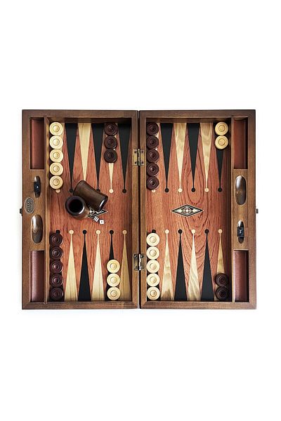 Helena Wood Art Wood Solid - Large Backgammon, Rose Mosaic Pattern, Classic with Numerator