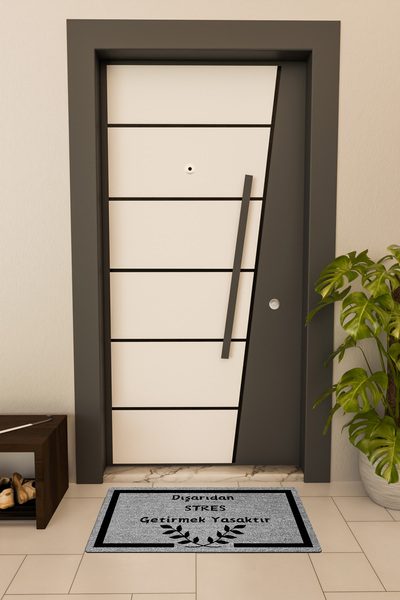 Dormot High Quality Digital Printing Gray with Frame Stress Is Forbidden Themed Door Front Mat