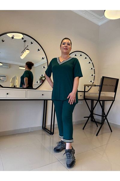garajmood Σετ με λεπτομέρεια μπορντό ρίγες με τσέπες μεγάλου μεγέθους