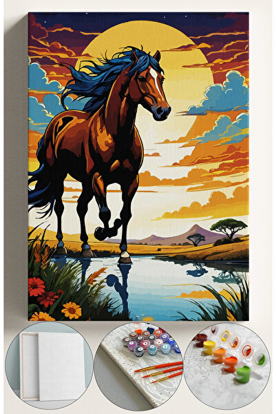 Corvo Sayılarla Boyama Çerçeveli Hobi Seti Numaralı Tuval Fırça Boya Dahil Ka...