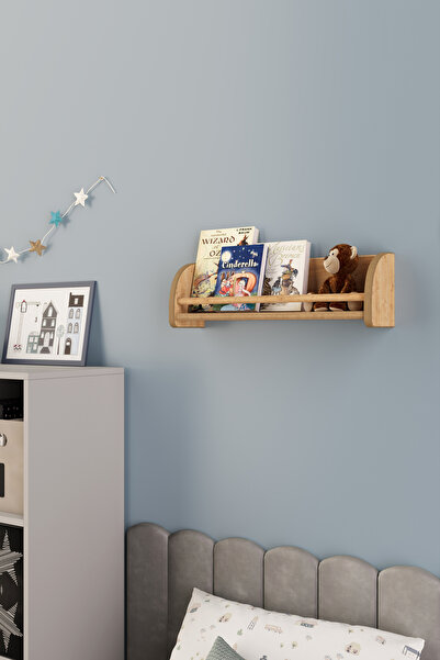 zeo wood design Montessori Ikili Çok Amaçlı Mdflam Dekoratif Duvar Rafı - Safir Meşe
