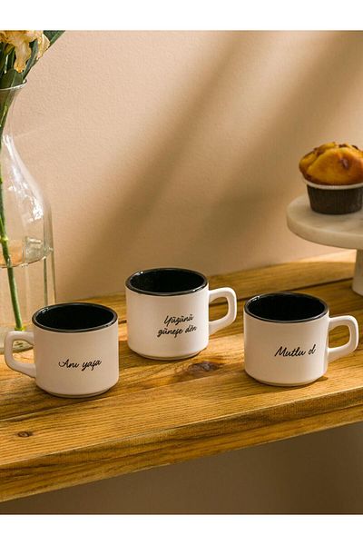 LC Waikiki Lcw Home Printed Ceramic Cup Set of 3 184 ml