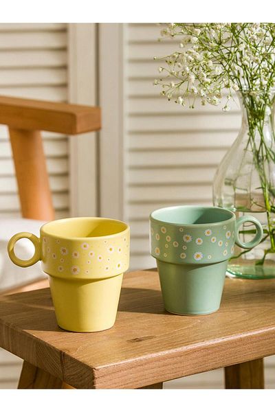 LC Waikiki Lcw Home Floral Pattern Ceramic Mug Set of 2 280 ml