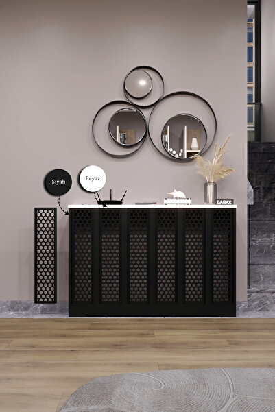 BAGAX Bodrum Model, Siyah Üstü Beyaz Renk,iç Ölçü 116 Cm Dış Ölçü 120 Cm Petek Kaplama, Dresuar