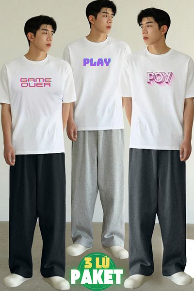 BSBSPOR Ultra Loose έξι καλοκαιρινά πόδια 3 τεμαχίων φαρδιά αθλητική φόρμα
