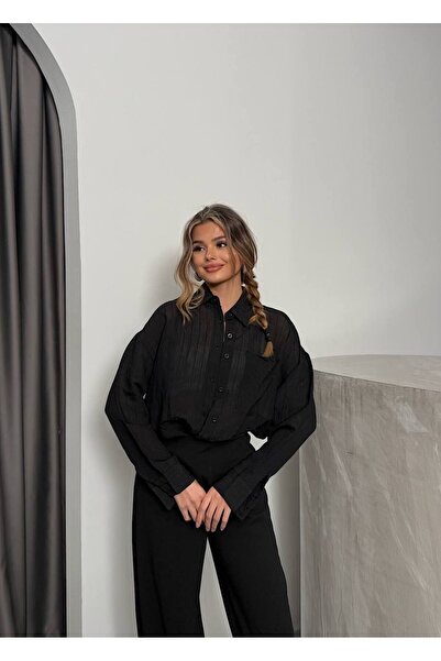 Bak'ap Transparent Oversize Stripe Detailed Summer Shirt