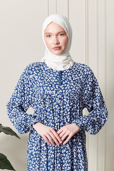 fistan Shirring Robadan Μπροστινά κουμπιά από ύφασμα βισκόζης Φόρεμα προσευχής για μητρικό φόρεμα