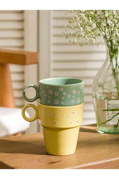 LC Waikiki Lcw Home Floral Pattern Ceramic Mug Set of 2 280 ml
