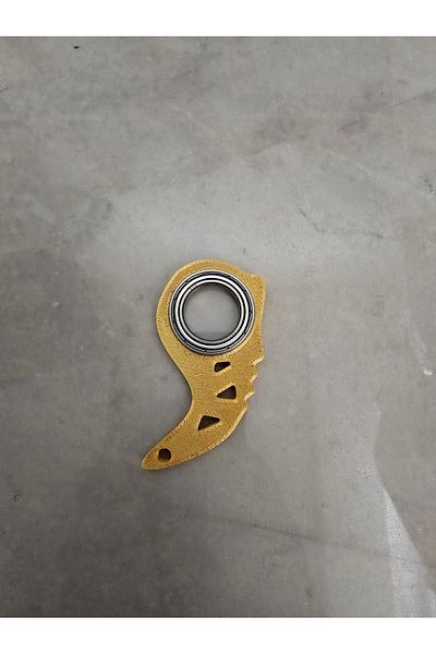 FigürDizayn Keyrambit V2 - Gold Yellow Keychain with Bearing