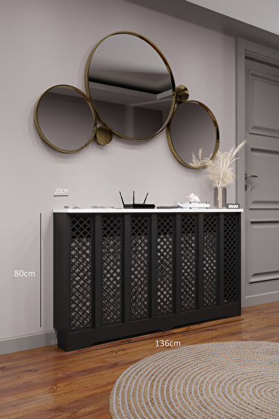 BAGAX Zeugma Model, Siyah Üstü Beyaz Renk,iç Ölçü 136 Cm Dış Ölçü 140 Cm Pete...