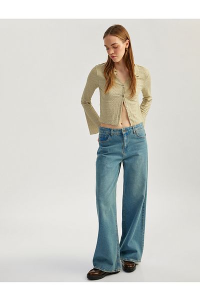 Koton Slim Fit Top cu mânecă lungă Slim Fit, cămașă texturată și tricou cu nasturi cu rever Tehnica Wrap