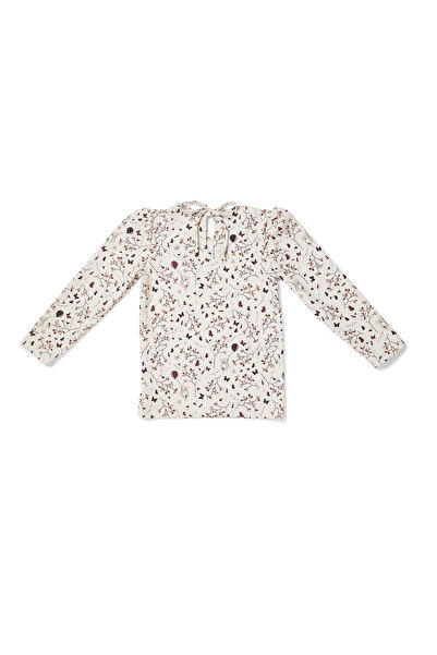 Nuuroo تي شيرت ملابس سباحة للفتيات بطبعة زهور للحماية من الأشعة فوق البنفسجية - كم طويل