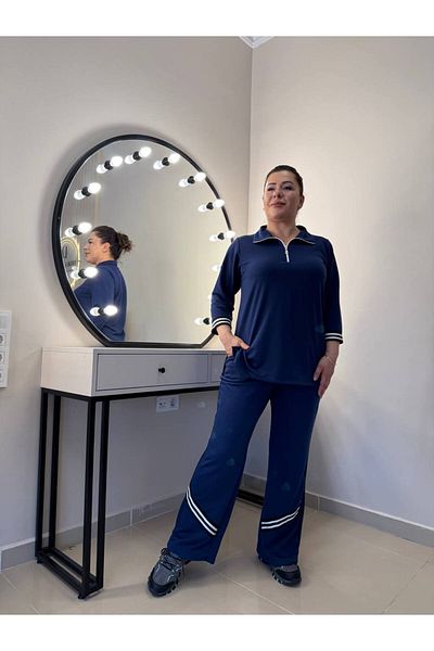 garajmood Σετ με λεπτομέρεια με λαιμόκοψη με μπλε ρίγες και φερμουάρ
