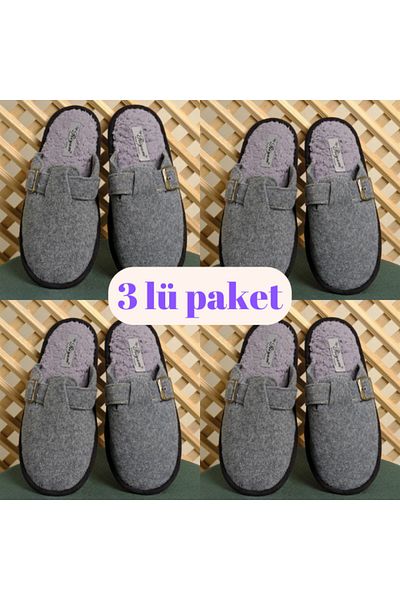 Lurji Παντόφλες 3 Pack Grey Winter House - Felt, Guest, Groom and Dowry Design