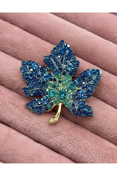giez Zirkon Taşlı Yaprak Figür Broş