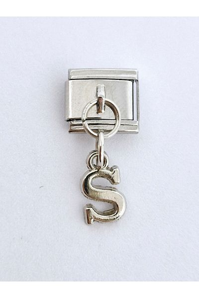 RoseCo00 Italian Bracelet Charm - Letter S, 1 Piece