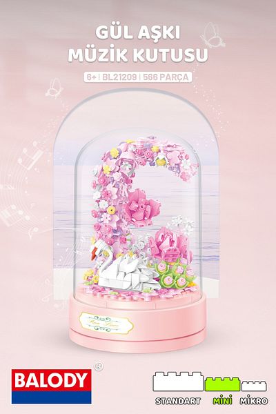 balody Rose Love Music Box (Bl21209) – Mini Block Building Toys Set