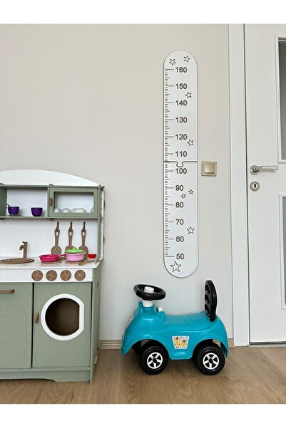 zeo wood design Çocuk Odası Mdflam Büyüme Gelişim Boy Ölçme Cetveli- Beyaz