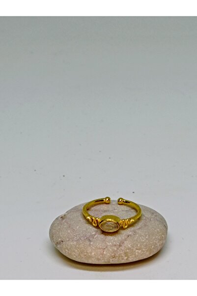 mama india alaçatı Crystal Quartz Natural Stone Handmade Adjustable Bronze Ri...