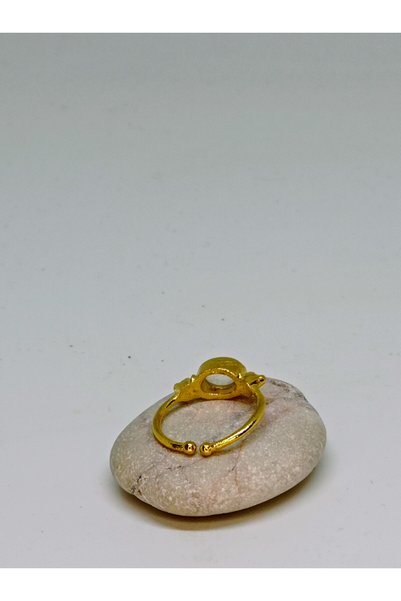 mama india alaçatı Crystal Quartz Natural Stone Handmade Adjustable Bronze Ring No 14