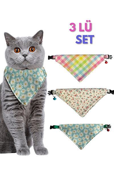 Cocopet Desenli Fular Bandana Kedi Tasması 3'lü Set