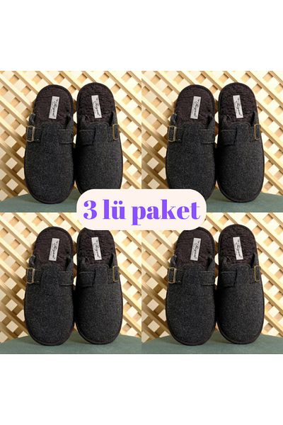 Lurji Σετ 3 μαύρες χειμερινές παντόφλες - Felt, Guest and Groom Dowry Slippers