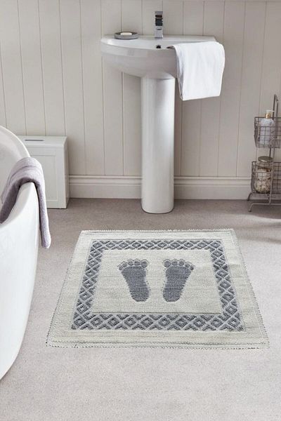 Dokumacıoğlu Soffy Cotton Grey & Cream 50x70 cm Πανί Μπάνιου Πανί Ποδιών