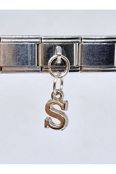RoseCo00 Italian Bracelet Charm - Letter S, 1 Piece
