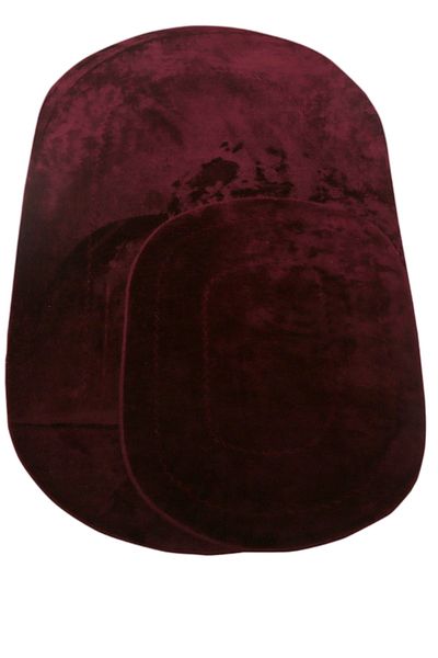 Dokumacıoğlu Rixos 3-Piece Plum Bath Mat Set, Carpet, Non-Slip Leather Based Washable Toilet Seat Set