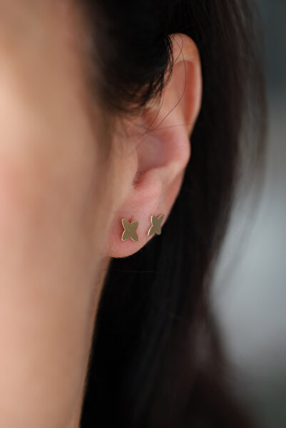 Yenigün Kuyumculuk 14 Ayar Altın Şans Yoncası Pimli Küpe